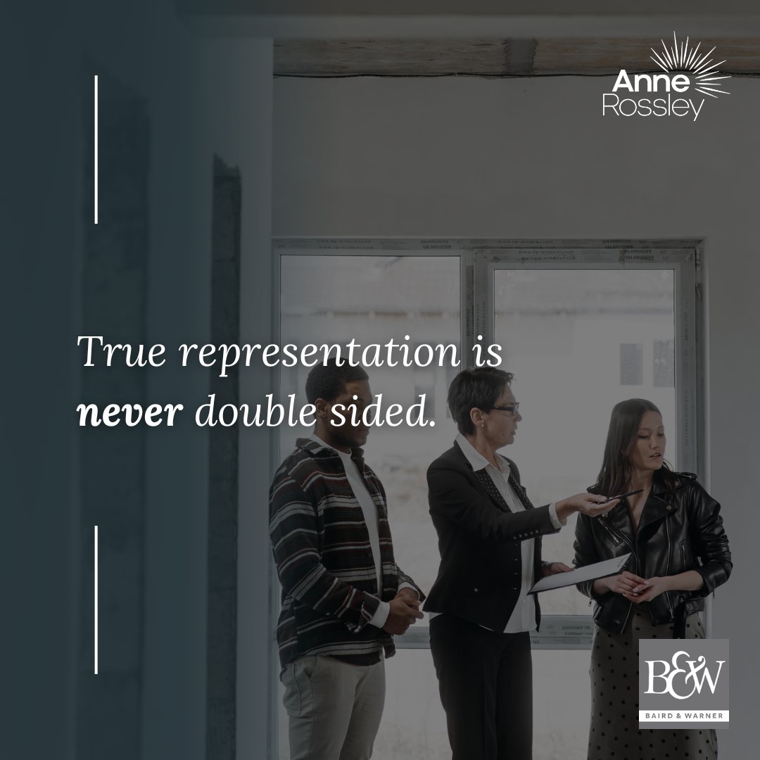 AnneRossley's tweet photo. I HAVE NEVER TRIED TO REPRESENT BOTH SIDES OF THE TRANSACTION.

When you hire me as your Selling OR Buyers' Agent, I ONLY represent YOU. I provide obedience, loyalty, disclosure, confidentiality, accounting, and reasonable care.  

 #agent #realestate https://t.co/jkQGhE60B7