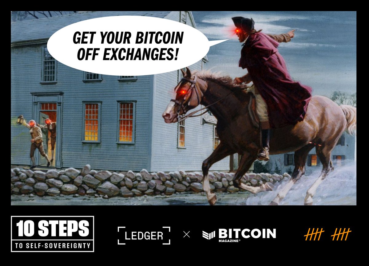 BitcoinMagazine's tweet photo. If your bitcoin is on an exchange, you own zero #BTC.

Take your #bitcoin off exchanges! https://t.co/iwi1YH89AN