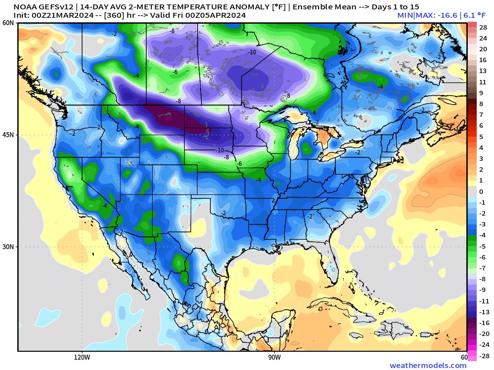Met_khinz's tweet photo. Looking for the latest #plant24 update?

Next 2 weeks of cold & active will keep most tractors in the barn…but don’t sleep on mid-April…potential reminds me a lot the first 1/2 of March.

Sharing latest long range analysis below for free, check it out!

Video: https://t.co/9C9oH1sb05

#AGwx #OATT #corn #soybeans