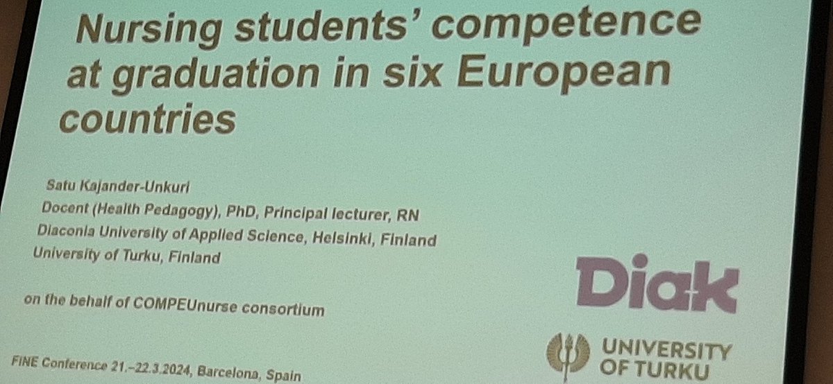 Nursing students' competence at graduation in six European countries @SatuUnkuri Trategies for newly graduated nurses' well-being at work: Insights from the representatives of support structures Sanna Koskinen Fom @UniTurku at @FineEurope @UICbarcelona 👏👏👏👏👏