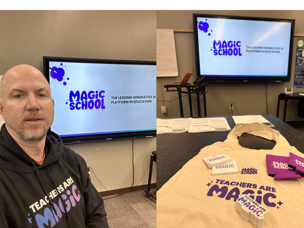 Two sessions down, one to go. District EdCamp. Minds blown and happy teachers. Teachers love their MagicSchoolAI stickers and participant swag. Session sign ups were full, so teachers were crashing.....@magicschoolai @DoverHSNJ