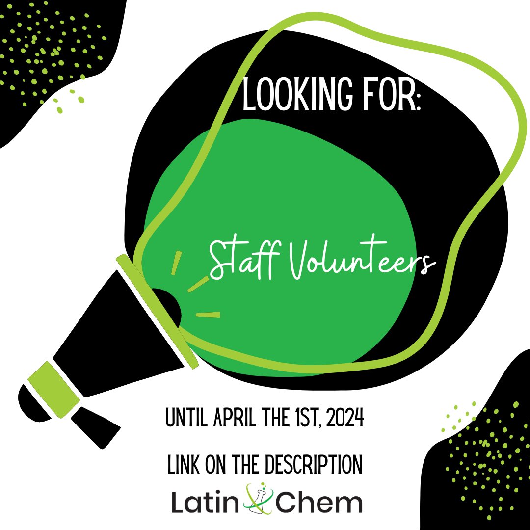 We remind you that We are looking for volunteers to join as #LatinXChem staff! You have until April 1st to register yourself in the following link and take part in our crew: forms.gle/YpZiFSKGBtxLy2…