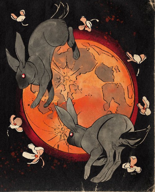 red eyes flower no humans border animal traditional media moon  illustration images