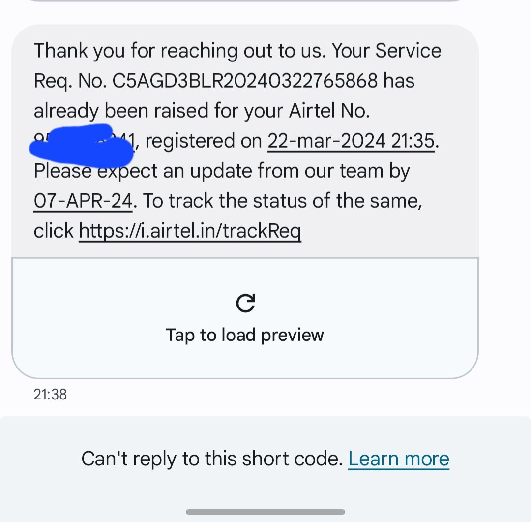 KBulasara's tweet photo. #airtel @airtelindia .. isn't it too early to resolve the issue?? Wow 👌 https://t.co/HYqyV31Tl8