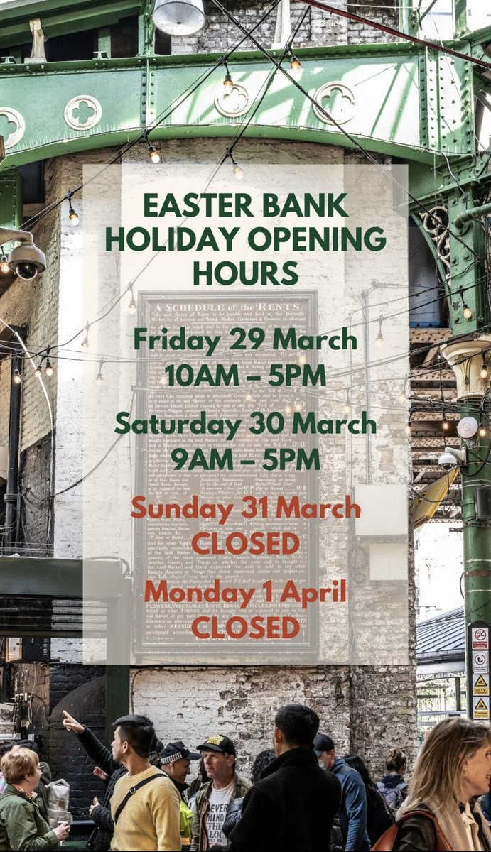 A little reminder of our opening hours ahead of next weekend 🐣🗓️