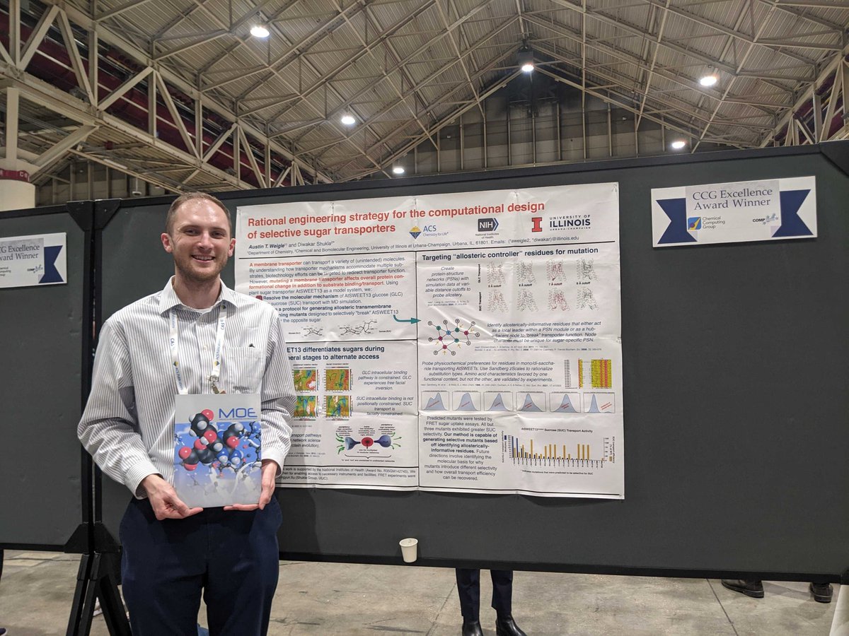 Congratulations to Austin T Weigle, recent chemistry PhD from our group for receiving the CCG excellence award for graduate students at the American Chemical Society Meeting in New Orleans! @ACSCOMP @ChemistryUIUC @ChBEIllinois @LASillinois