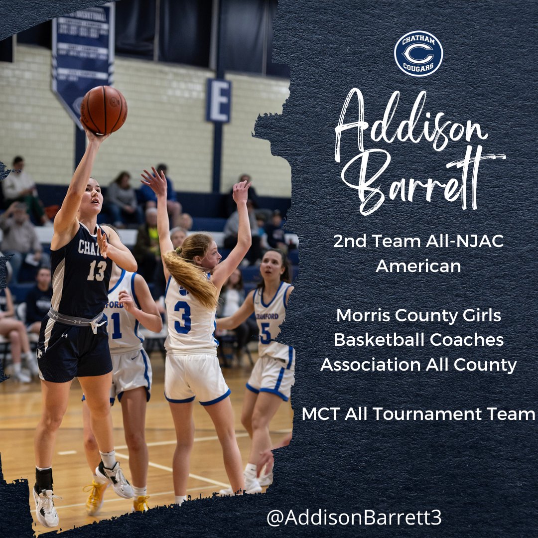 If you are looking to build team culture @AddisonBarrett3 is your person. 4 yr starter, talented basketball player, incredible athlete & better person @princetonwlax is getting a GREAT ONE! #BleedBlue @ChathamCougars @Athletics_CHS @chathamnjhoops @ChathamsTAP