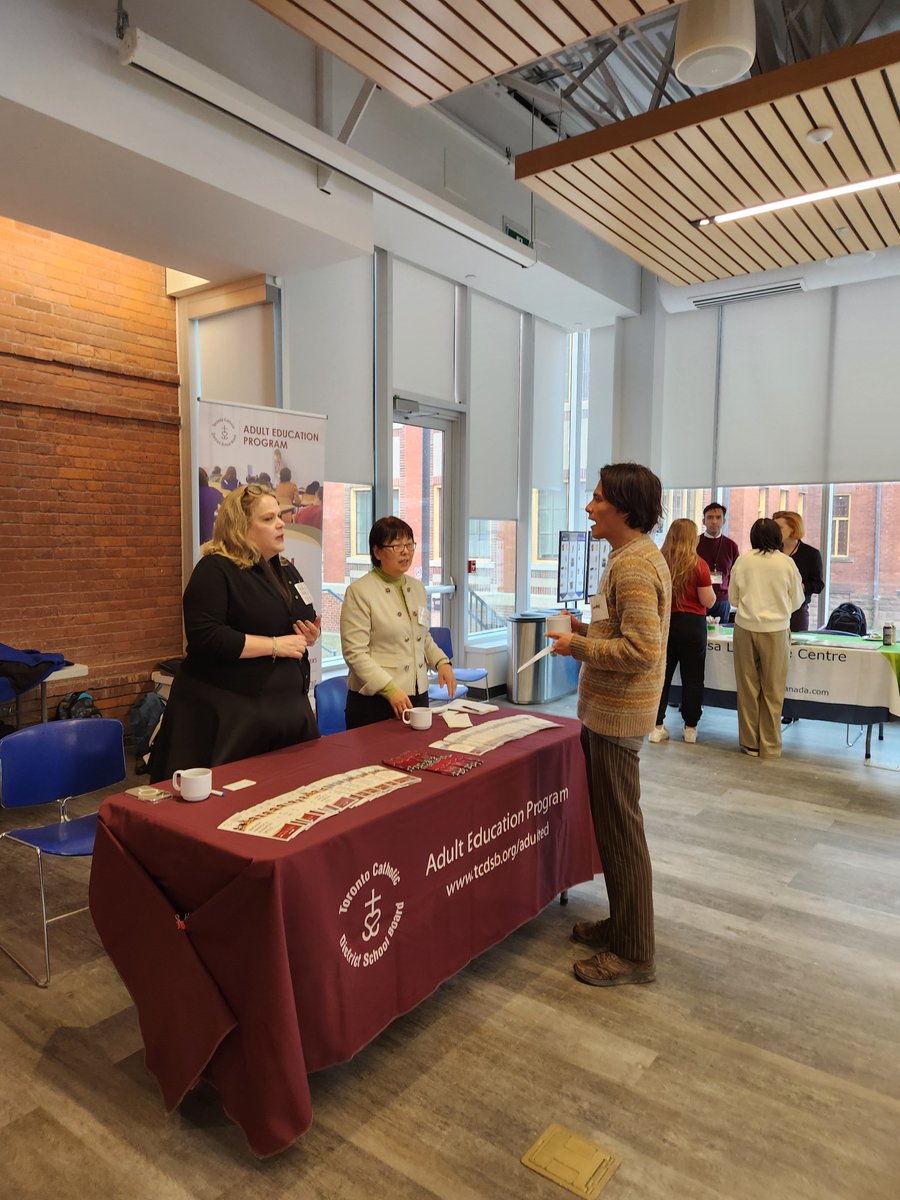 AdultEdTCDSB's tweet photo. Humber College is hosting On March 22 their annual TESL Career Day and their first Community of Practice event at their Lakeshore Campus. Our program is well represented today by our wonderful Program Consultants, Kay Ham and Patricia Berney. https://t.co/Xp0SBqTjfJ