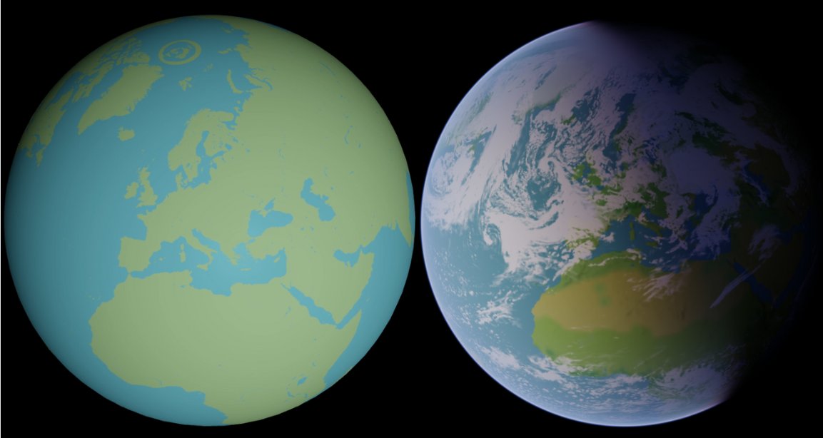 The_Program_Sam's tweet photo. Here is another one-year transformation picture. Also thanks the the amazing capabilities of @openglobus 🔥🌐I went from struggling with map transformations and data sources to actually crafting a planet that feels more or less alive https://t.co/Tg0CpkDC4E