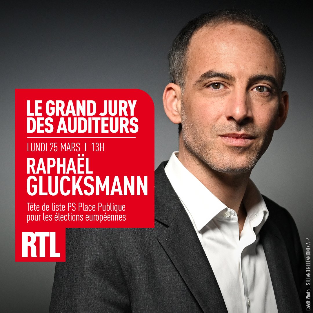 RTL France (@rtlfrance) on Twitter photo 🇪🇺📻🗳️🎙️ Aujourd'hui à partir de 13h, le député européen, tête de liste PS / Place Publique pour les élections européennes, <a href="/rglucks1/">Raphael Glucksmann</a> sera l'invité d'<a href="/ericbrunet/">Eric Brunet</a> et <a href="/LisaMarieMrqs/">Lisa Marie Marques</a> dans "Le Grand Jury des Auditeurs". #LAOLP #RTL 🇪🇺📻🗳️🎙️ Aujourd'hui à partir de 13h, le député européen, tête de liste PS / Place Publique pour les élections européennes, <a href="/rglucks1/">Raphael Glucksmann</a> sera l'invité d'<a href="/ericbrunet/">Eric Brunet</a> et <a href="/LisaMarieMrqs/">Lisa Marie Marques</a> dans "Le Grand Jury des Auditeurs". #LAOLP #RTL