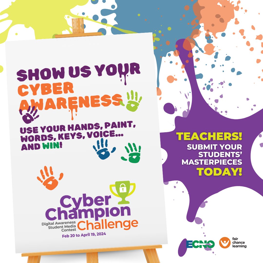 Hey #Teachers! Could your students be our CHAMPIONS this year? Only one way to find out… head to cyberchampion.ca and submit your students' cyber awareness media for a chance to win! ECNO and @FCLEdu can't wait to see what you come up with! #CyberChampion2024