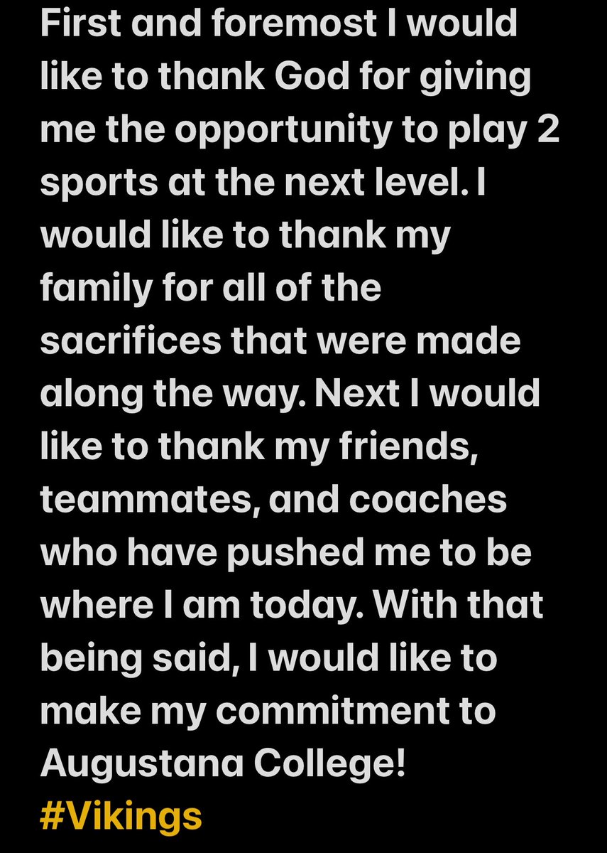 Extremely blessed to announce my commitment to Augustana College to play baseball and football!🙏🏼
<a href="/Coach19Bell/">Stephen Bell</a> <a href="/AC_CoachJHauer/">Justin Hauer</a> 
<a href="/Moline_Football/">Moline Football</a> <a href="/molinebaseball/">Moline Maroons</a>