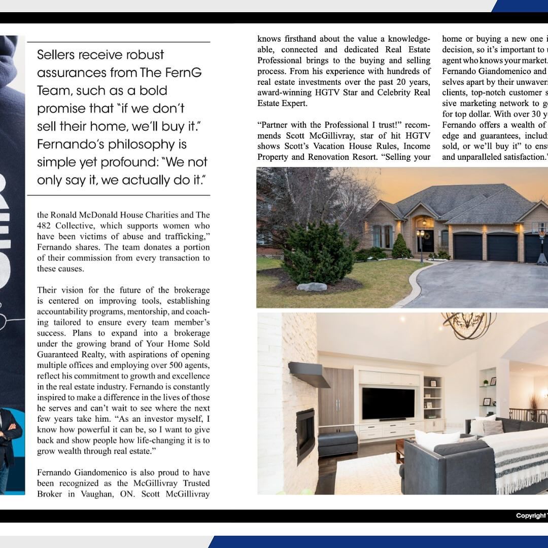TheFernGTeam's tweet photo. 🔥 Exciting news!

🍾 We’re thrilled to announce that Fernando Giandomenico, CEO/Broker at Your Home Sold Guaranteed Powered by The FernG Team, is featured as the cover story in this awesome real estate edition!
Don’t miss out - read all about it here ➡️ https://t.co/nEFtbZ8I00 https://t.co/1cwpMQKMnq