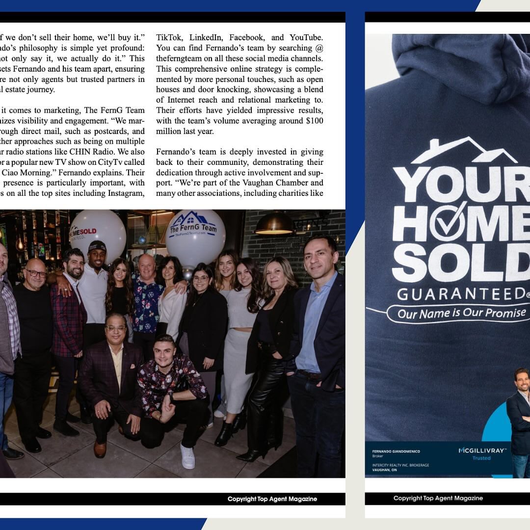 TheFernGTeam's tweet photo. 🔥 Exciting news!

🍾 We’re thrilled to announce that Fernando Giandomenico, CEO/Broker at Your Home Sold Guaranteed Powered by The FernG Team, is featured as the cover story in this awesome real estate edition!
Don’t miss out - read all about it here ➡️ https://t.co/nEFtbZ8I00 https://t.co/1cwpMQKMnq