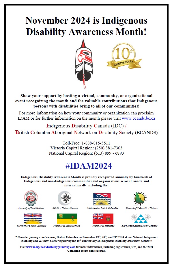 CFFM_Mobility's tweet photo. Indigenous Disability Awareness Month (10th anniversary!): educate, advocate &amp; celebrate.

The only Indigenous-specific disability initiative in the world is recognized in hundreds of communities across Canada. 

https://t.co/LU1L24O3I3

#IDAM2024 @BCANDS1 https://t.co/5B5BjFpEBM