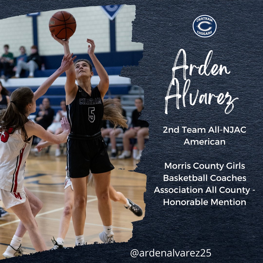 Talk about a breakout season! @ardenalvarez25 gave our opponents fits with her relentless effort on the boards, hard finishing drives and knocking down 3's! #BleedBlue @ChathamCougars @Athletics_CHS @ChathamsTAP @nj_panthers