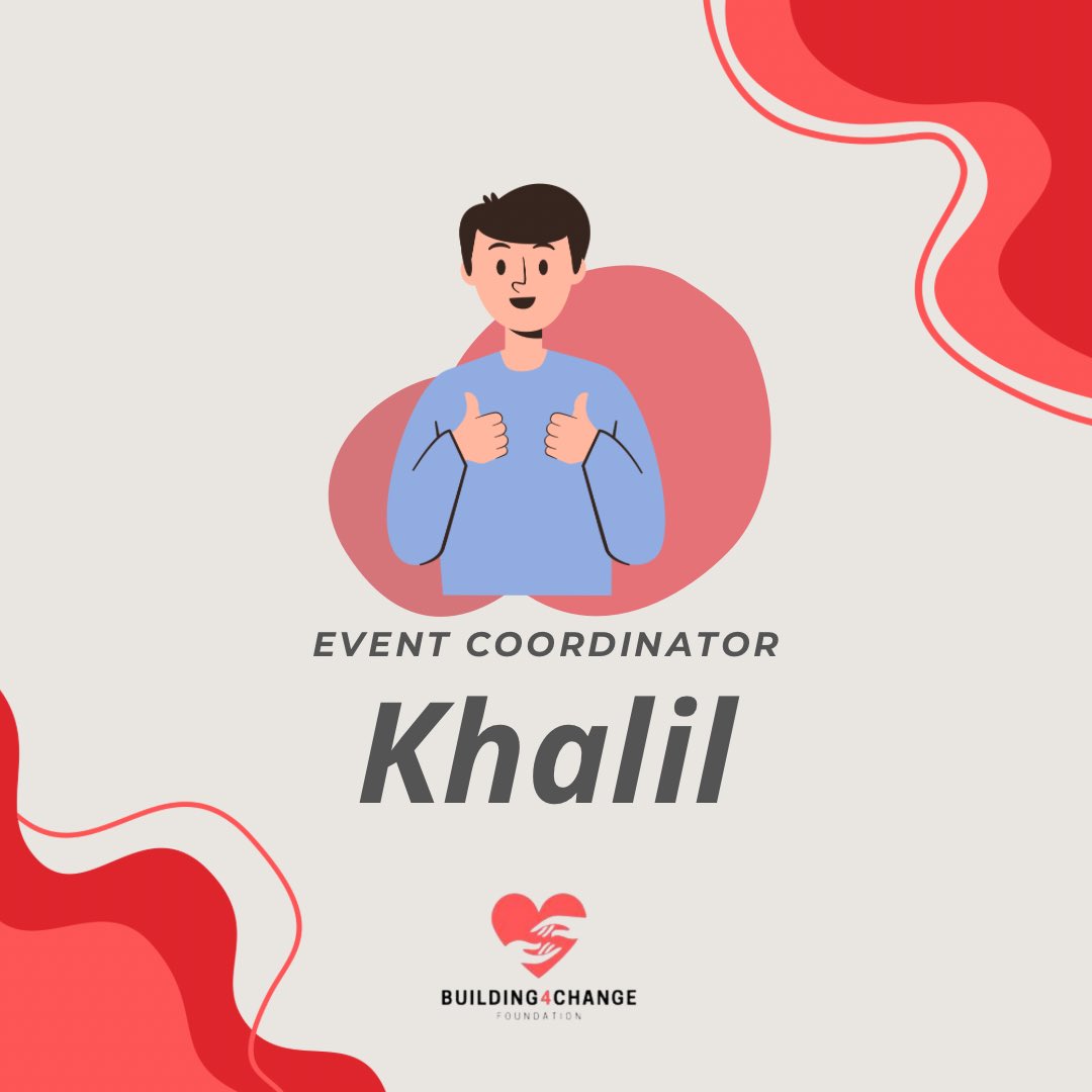 Building4Change's tweet image. “We all carry a communal obligation to address social inequalities and contribute in any way we can” 🌍 

Meet Khalil the event coordinator!