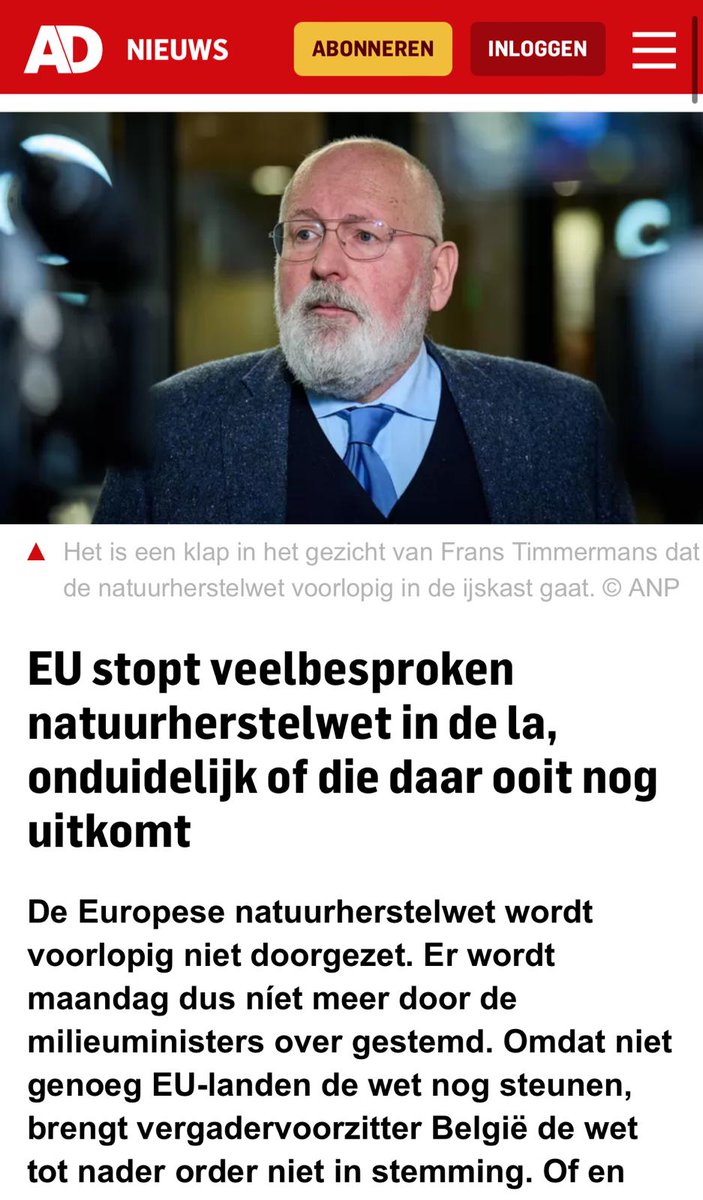 Wat een geweldig nieuws voor Nederland! De #Timmermans-wet was een gigantisch gevaar voor ons land. Deze wet zou Nederland volledig op slot zetten. Dat is nu voorkomen.

Er begint een andere wind te waaien in Europa. Klimaatideologie maakt plaats voor nieuw realisme.

Rechts