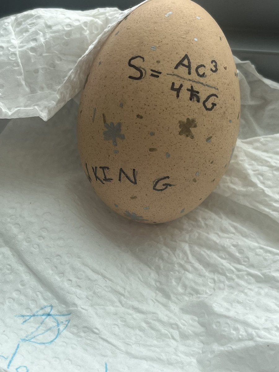 StBedesScience's tweet photo. We’ve had many entries depicting Hawking over the years, this is the first one dedicated to his equation giving the entropy of a black hole. #hardboiledscience https://t.co/WoXMg8jkDD