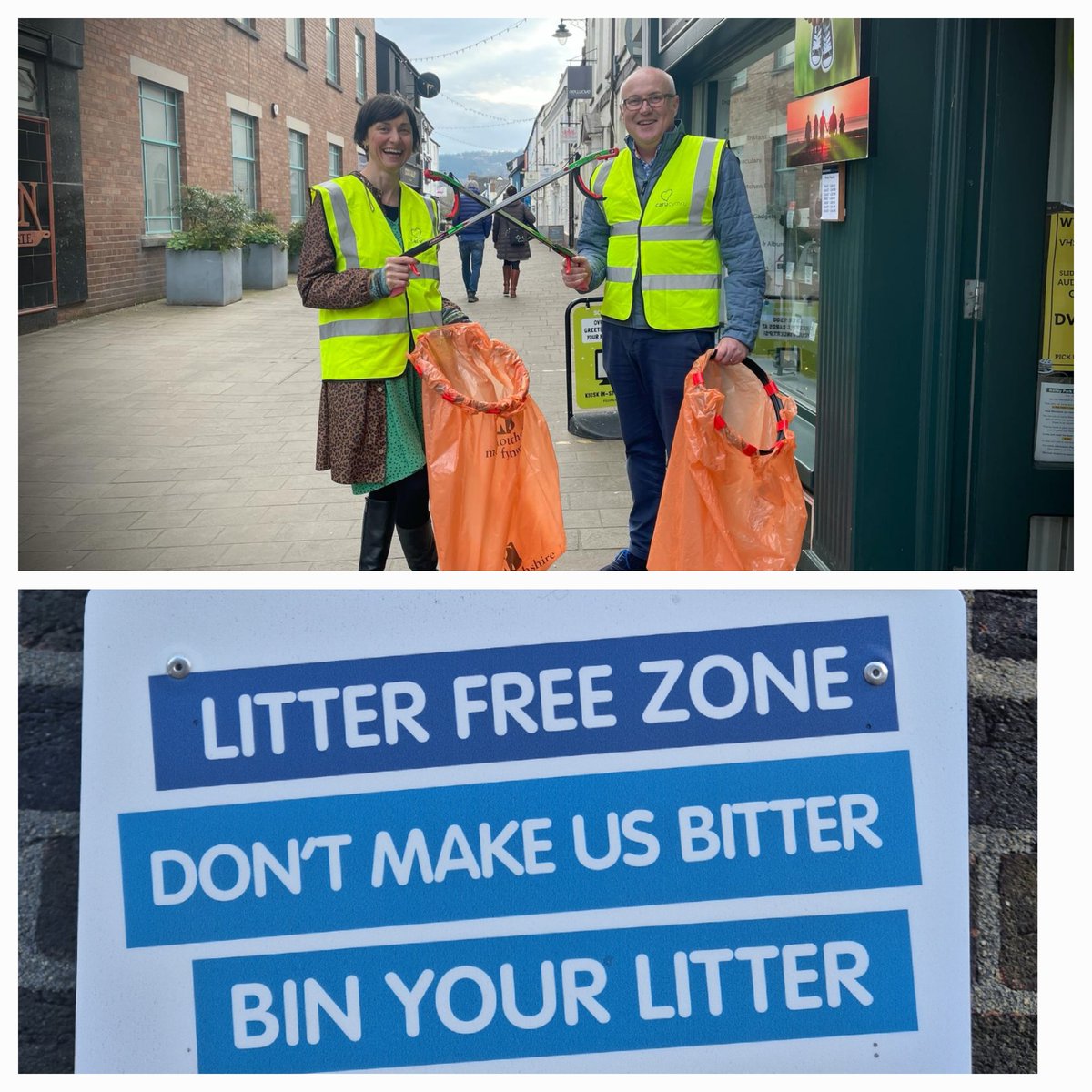 Out n about maintaining our litter free zone in Nevill Street as local businesses supporting civic pride with @AbergavennyKeep @KeepWalesTidy. @AbergavennyTC @AberVoice @TheWoolCroft @chrisjonesplace @MonmouthshireCC @cooksgalleyltd @ParrysFandC @MadameFromage1 @Pinkangels03