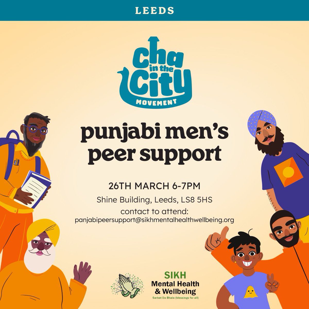 join @sikhmentalhealthwellbeing for their monthly open group for punjabi men in leeds! to register, head over to the link in @sikhmentalhealthwellbeing's bio! ✨ 💛