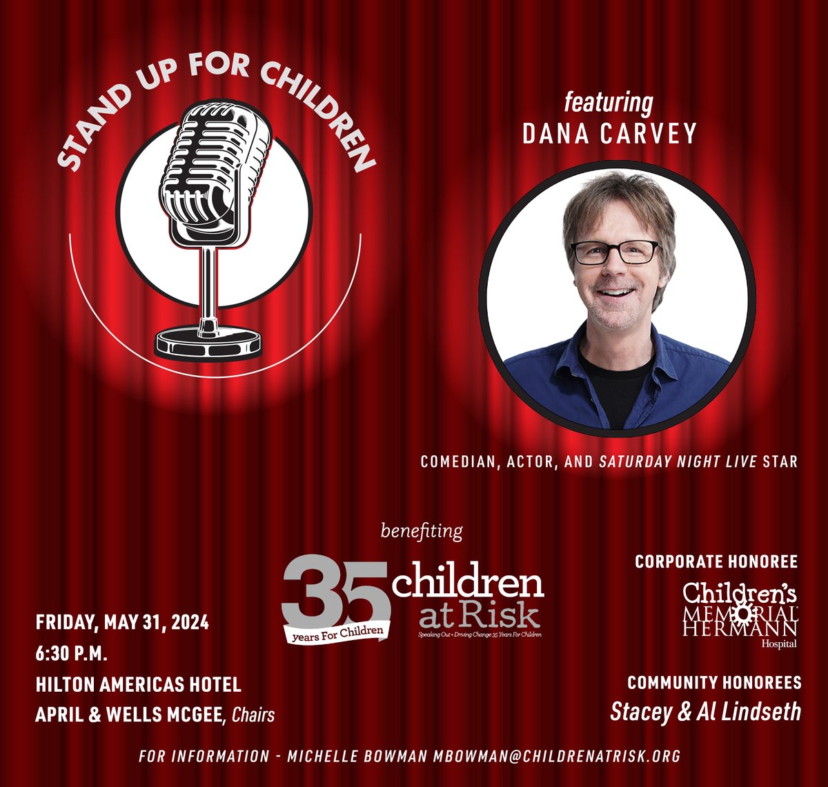 Throwback to unforgettable nights at Stand Up for Children Gala, filled with laughter & love! This year, comedy legend Dana Carvey joins our stellar lineup of past comedic giants. Ready for another amazing evening on May 31st? Let's laugh for a cause! ow.ly/x2S250QZay5