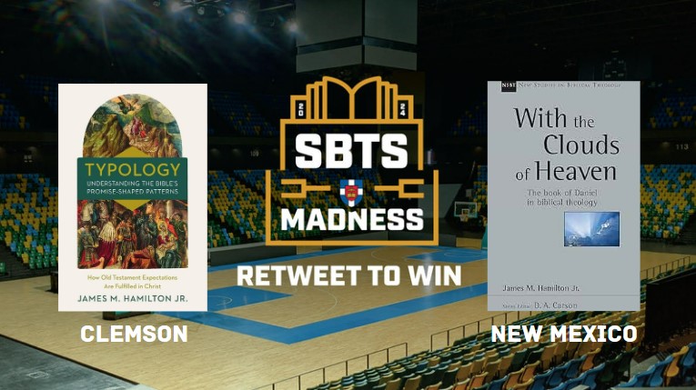 SBTS's tweet photo. Moving right along with Typology (@ZonderAcademic) and With the Clouds of Heaven (@ivpacademic) coming up next. RT to win! 🏀📖 #SBTSMadness https://t.co/Rul4KereY0