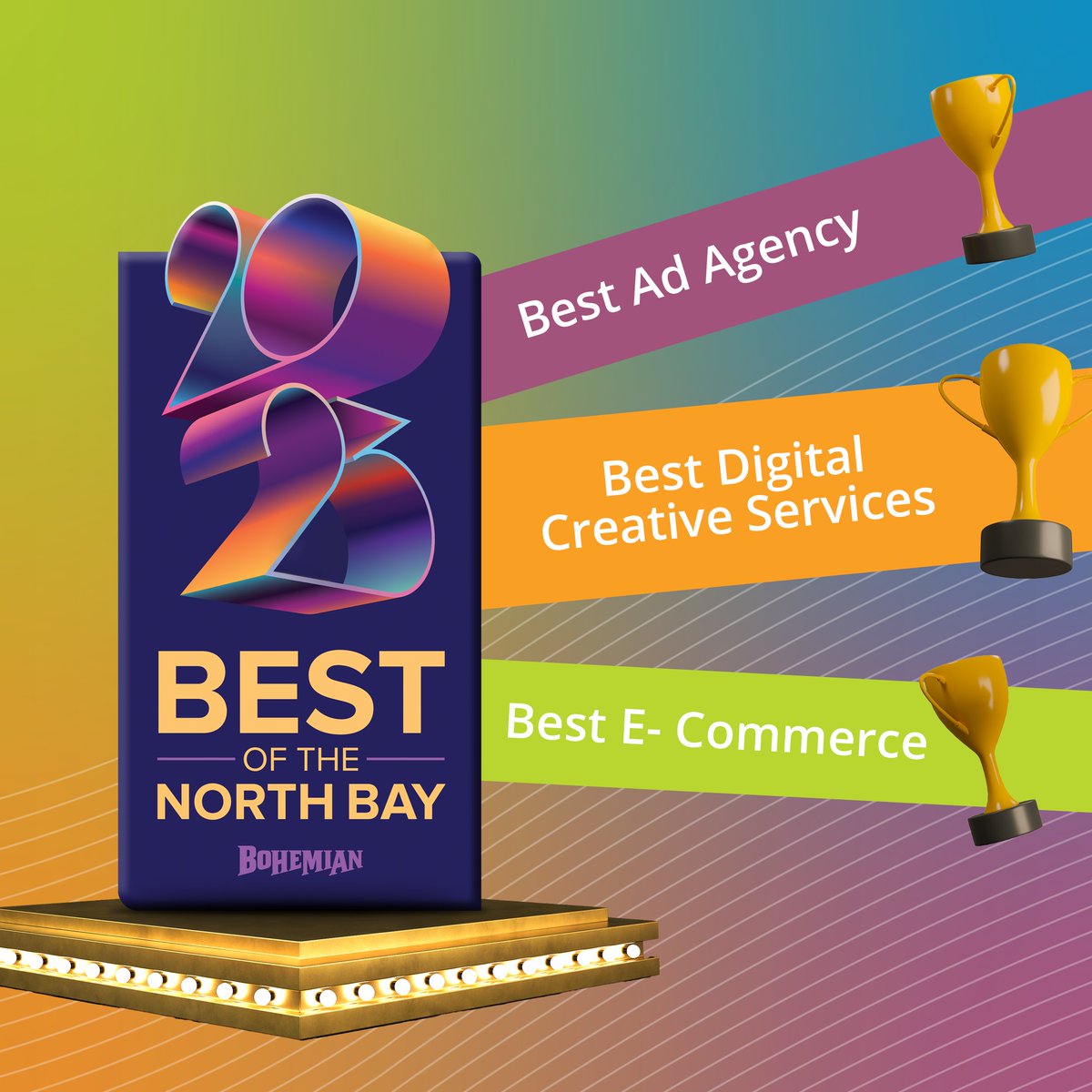 We're thrilled to announce that won THREE incredible wins in this year's North Bay Bohemian Best of Awards! Best Digital Creative Service, Best eCommerce AND Best Ad Agency. We're blushing x3. Thank you all for your support and belief in our capabilities.