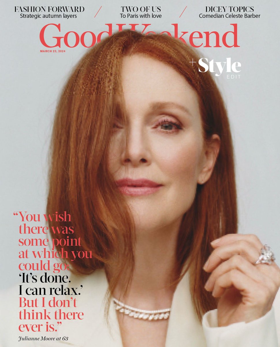 On the cover of today's Good Weekend in NSW: the luminescent Julianne Moore who, at 63, is securing some of the best acting roles of her career – and has life lessons to share.⁠ ⁠ ⁠✍️ Tom Shone 📸 Charlotte Hadden/Headpress smh.com.au/national/the-m…