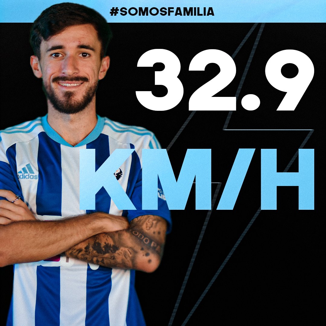 ⚡⚽ DATOS | Josema Gallego fue el jugador más rápido frente al CP Cacereño, llegando a los 32,9 Km/h.