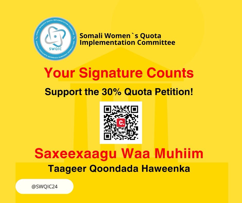 ZainabSirad's tweet photo. Please sign this petition to support Somali women’s minimum 30% quota to be included in the constitution. Please share with your networks. Sign the petition &amp; Share to Support Somali Women`s Quota https://t.co/0IsSIFJdW7 https://t.co/gRebjApyYG