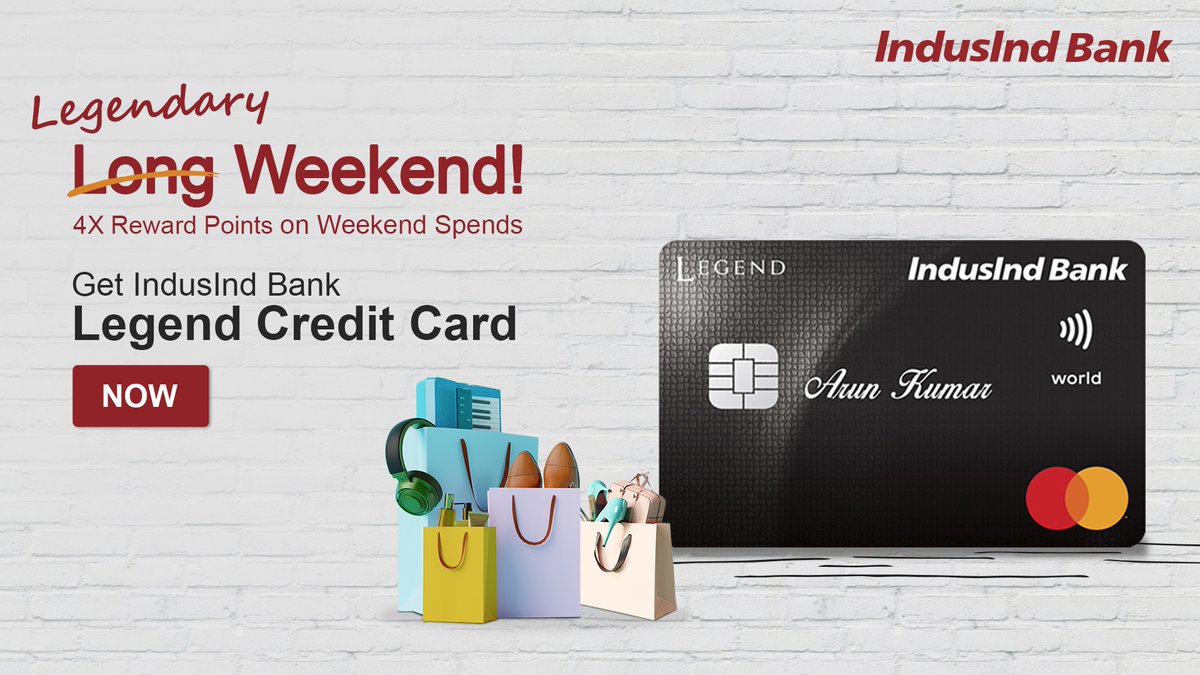 MyIndusIndBank's tweet photo. Make your long weekends legendary! Get up to 4X reward points on your weekend spends with IndusInd Bank Legend Credit Card.
Apply Now: https://t.co/UXDn5HPub2
#IndusIndBank #LegendCreditCard #4xRewards #RewardPoints #LongWeekend #Holi #LegendaryWeekend #Spends https://t.co/H1q2SyRQAb