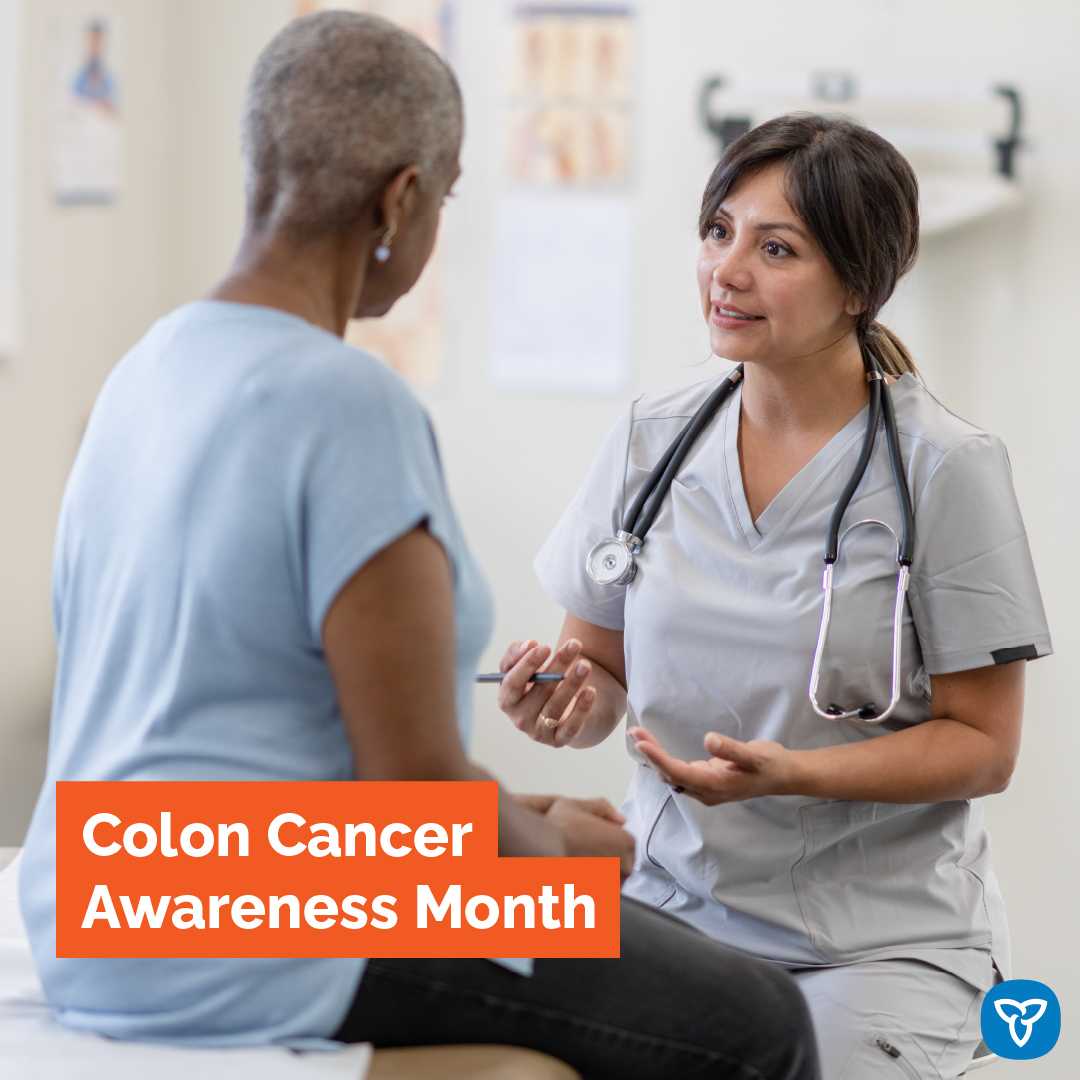 ONThealth's tweet photo. March is Colon Cancer Awareness Month.

Regular screening for #ColonCancer is key. When caught early, nine out of 10 people with the disease can be cured.

Learn more: https://t.co/yUkCcRXTqj #CRCAwareness https://t.co/TfATrI4Qjp