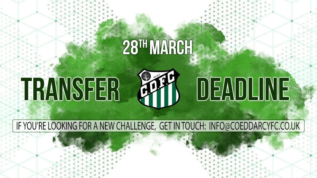 CoedDarcyFC's tweet photo. With the transfer deadline approaching on March 28th, we're always on the look out for players who want a fresh start or a change of scenery to help bolster our squads in the Neath &amp; District Football League.
If that's you, drop us a message. https://t.co/c0MczONSap