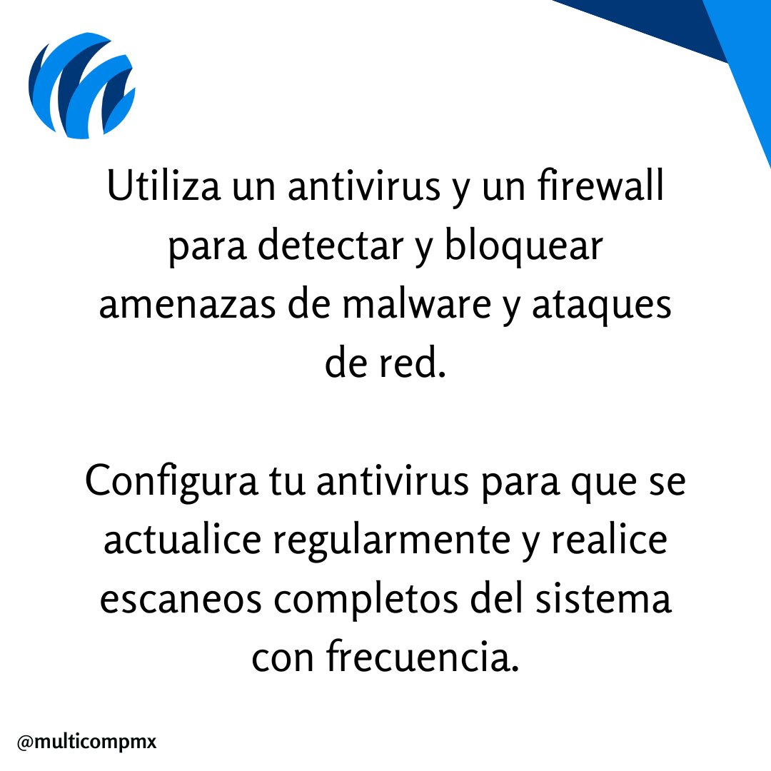 MULTICOMP's tweet photo. ¡Recuerda actualizar tu antivirus! Si tú o tu empresa requieren de asistencia para mejorar la seguridad de tus redes, comunícate con nosotros.
#Multicomp #Tips #Seguridad https://t.co/sjG41L7ved