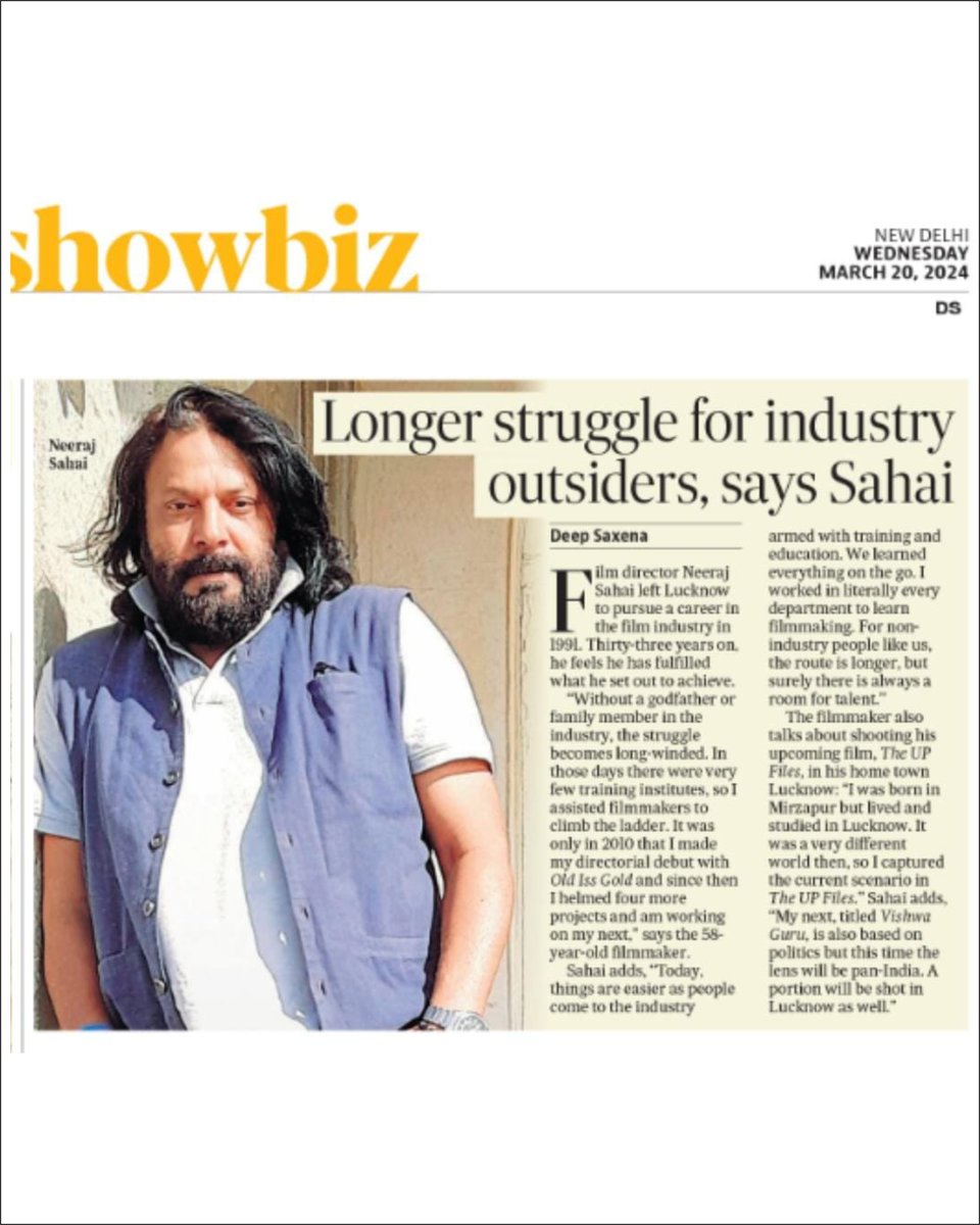 theupfiles's tweet photo. Director Neeraj Sahai  press coverage for upcoming film "THE UP FILES" releasing on 29th March 2024
Produced by Kuldeep Umraosingh Ostwal
#theupfiles
#neerajsahai
#kuldeepumraosinghostwal
#manojjoshi
#manjarifadnis
#shahbazkhan
#aliasgar
#Ashoksamrat
#UFOMoviez https://t.co/ir1QWTsiJi