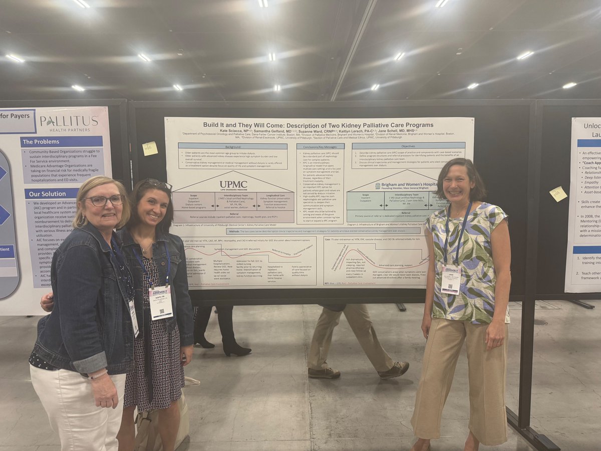Suzanne Ward CRNP, Kaitlyn Lersch PA-C &amp; <a href="/JaneSchell11/">Jane Schell</a> MD MHS <a href="/PittPalCare/">Palliative Research Center</a>, along with <a href="/sciacca_kate/">Kate Sciacca NP</a> NP and Samantha Gelfand MD, presenting their poster on Build It and they Will Come: Description of Two Kidney Palliative Care Programs at <a href="/AAHPM/">AAHPM</a> #hapc24 <a href="/PittHPMfellows/">Pitt Hospice and Palliative Medicine Fellowship</a>