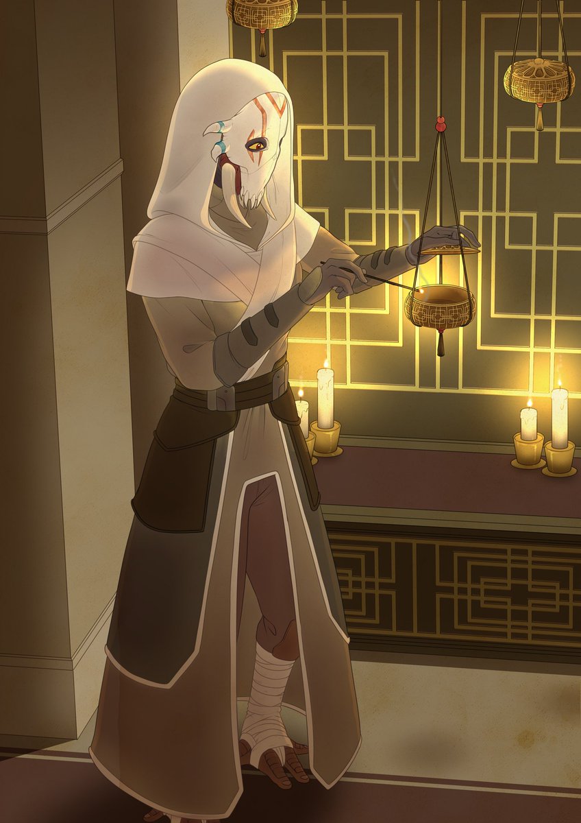 New comm for @axiosriot, their Star Wars OC, a Kaleesh jedi temple guard.  Her name is Kyo'Jan Sil Šadim!, image size:848x1200