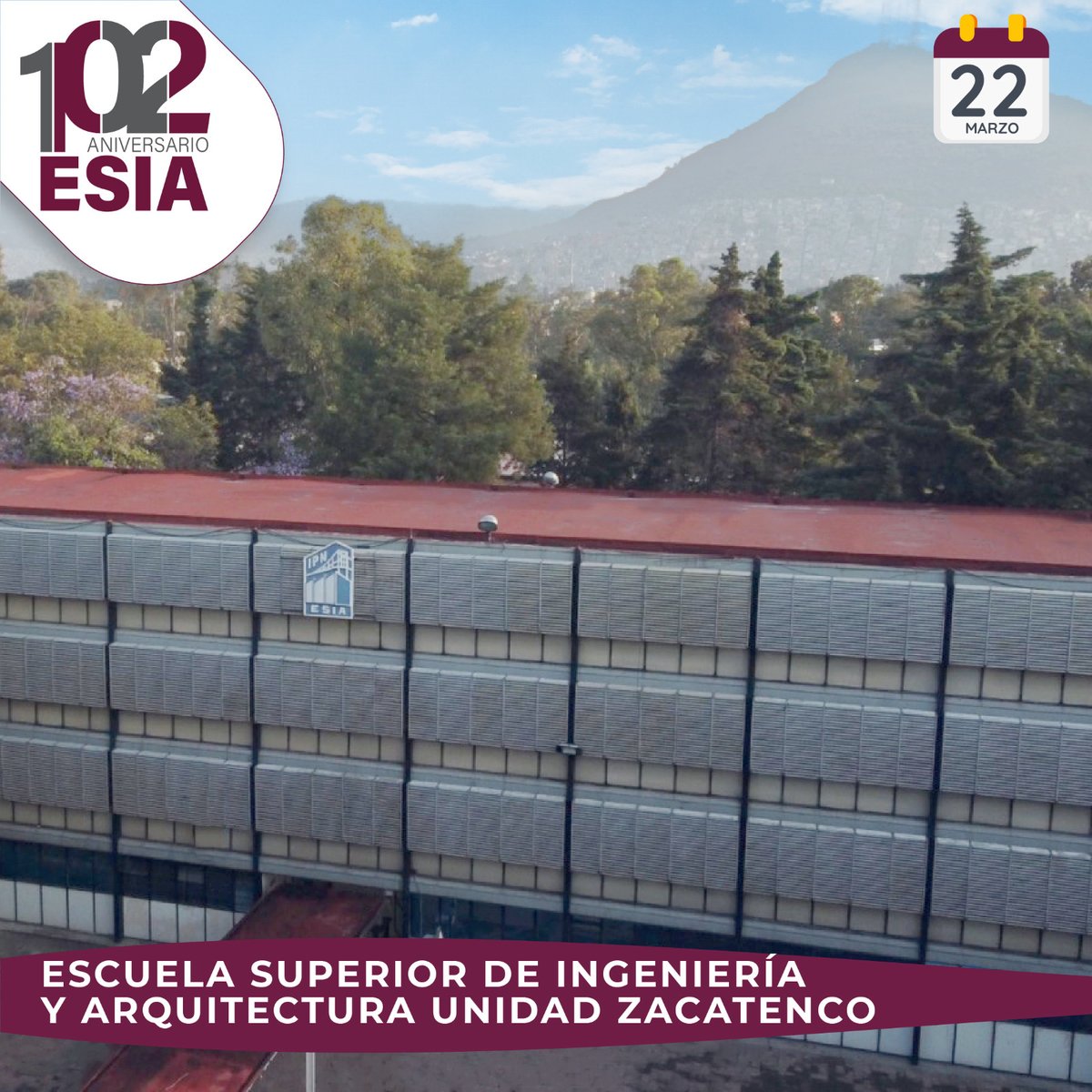 Una de las escuelas con más trayectoria en el #IPN es, sin duda, la <a href="/esiazoficial/">ESIA Zacatenco Oficial</a> que hoy cumple 102 años formando a ingenieros civiles de alta calidad que siempre han puesto "La Técnica al Servicio de la Patria". ¡Muchas felicidades! #Huélum #OrgullosamentePolitécnicos
