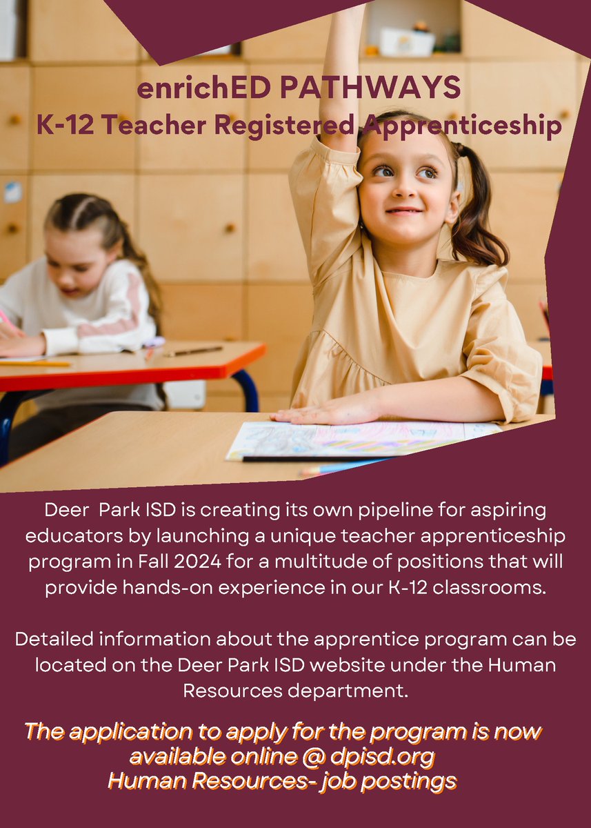 Deer Park ISD on X: &ldquo;Deer Park ISD is creating its own pipeline 