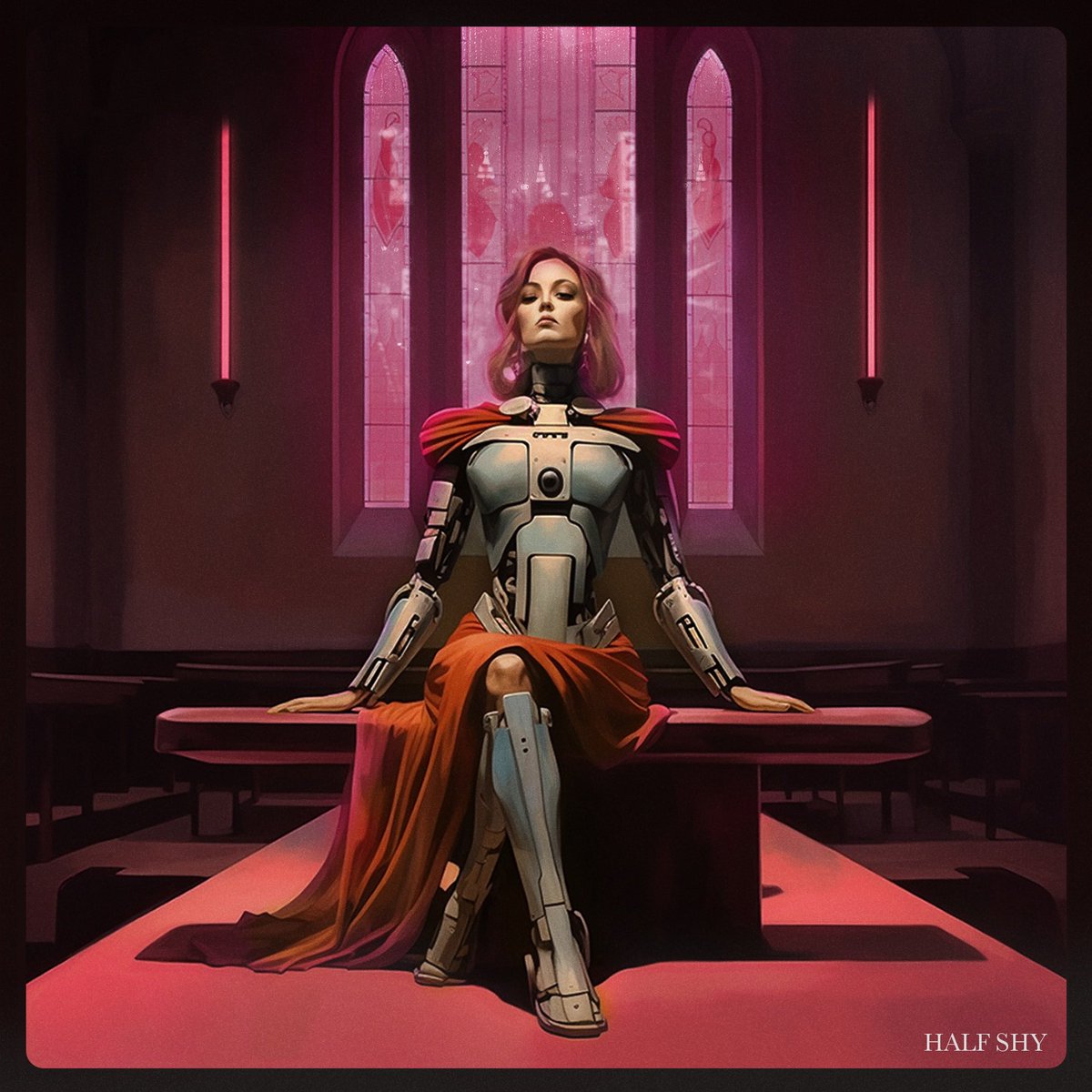 HALF_SHY's tweet photo. Had fun with the cover art. Using a mixture of digital painting, collage, and Midjourney - an illustration cyborg of sorts? 😉. https://t.co/DMeWuCRILm