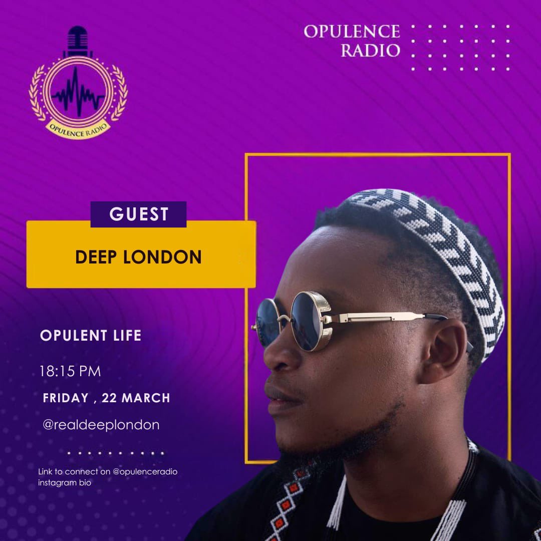 opulenceradio's tweet photo. Tonight we have the incredible @realdeeplondon on the show to have a chat about his new music so tune in and enjoy proudly South African music. Don’t forget to engage by sending a watsapp text or VN to 068 417 8971 #Tyla #mayeni #UthandoNesthembu #lifestyle #talkradio #ipeleng https://t.co/2oz35bcNGd