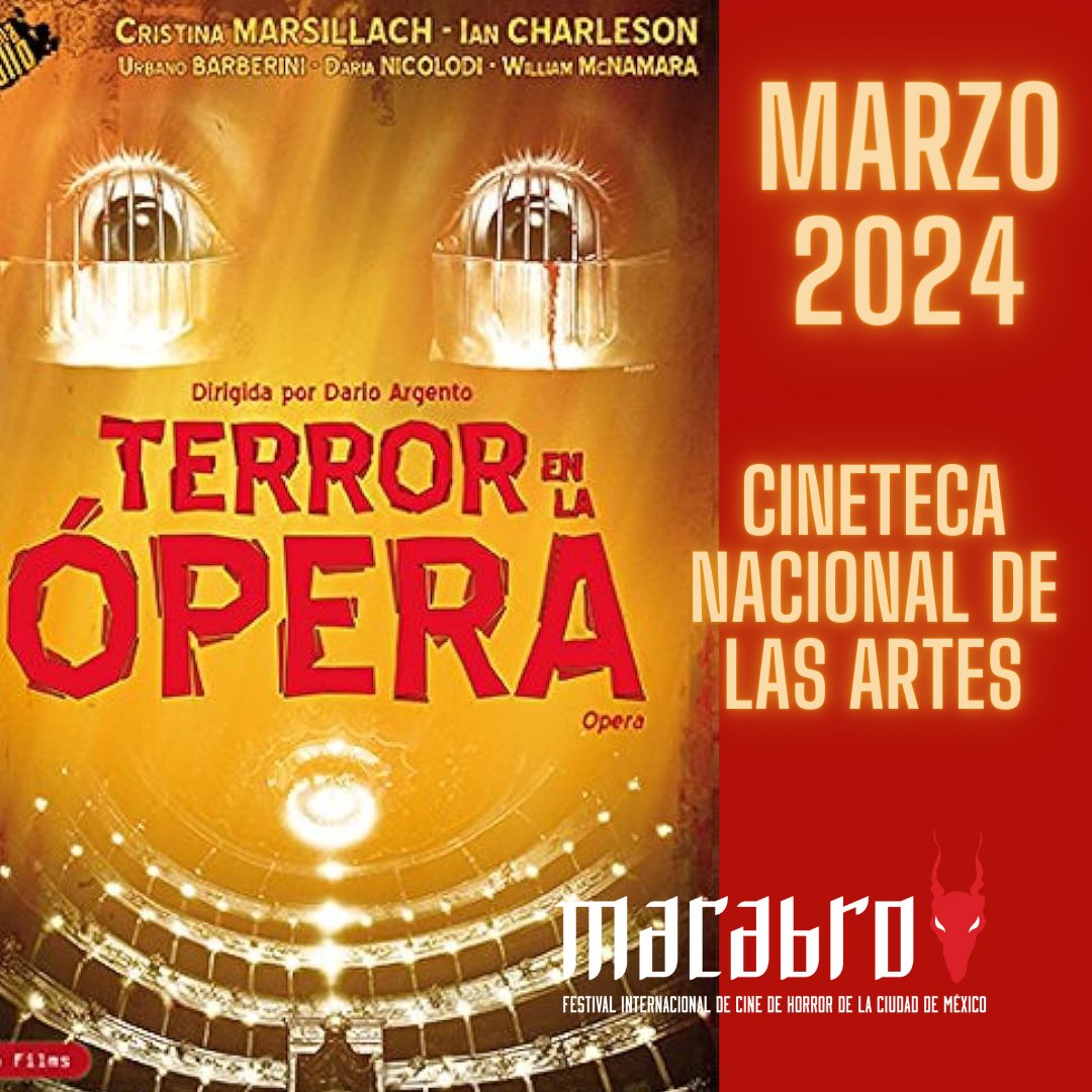 ¡Es viernes y nuestra sed de cine de terror lo sabe Banda Macabra !

"Terror en la Ópera" de Darío Argento continúa en cartelera...

Consulten los horarios en cinetecanacional.net

¡El Sr. Macabro los espera en la Cineteca Nacional de las Artes!

#Macabropresenta