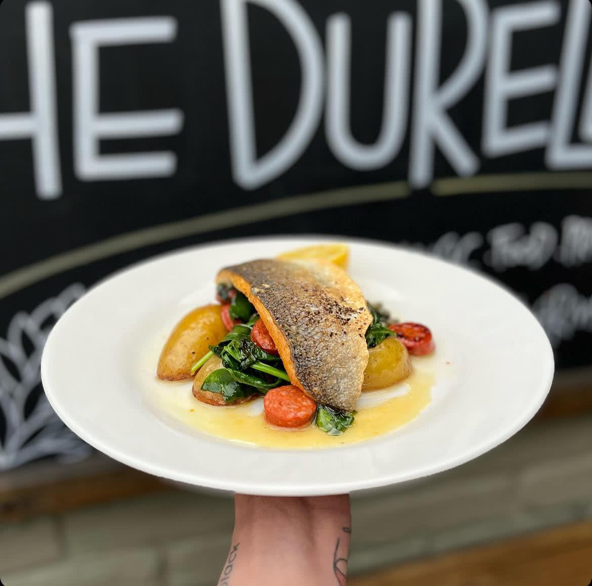 Spring vibes on the plate: Pan-fried seabass served with new potato chorizo and spinach. Fresh flavors, fresh start! 🌱🐟 #SpringMenu #FreshCatch