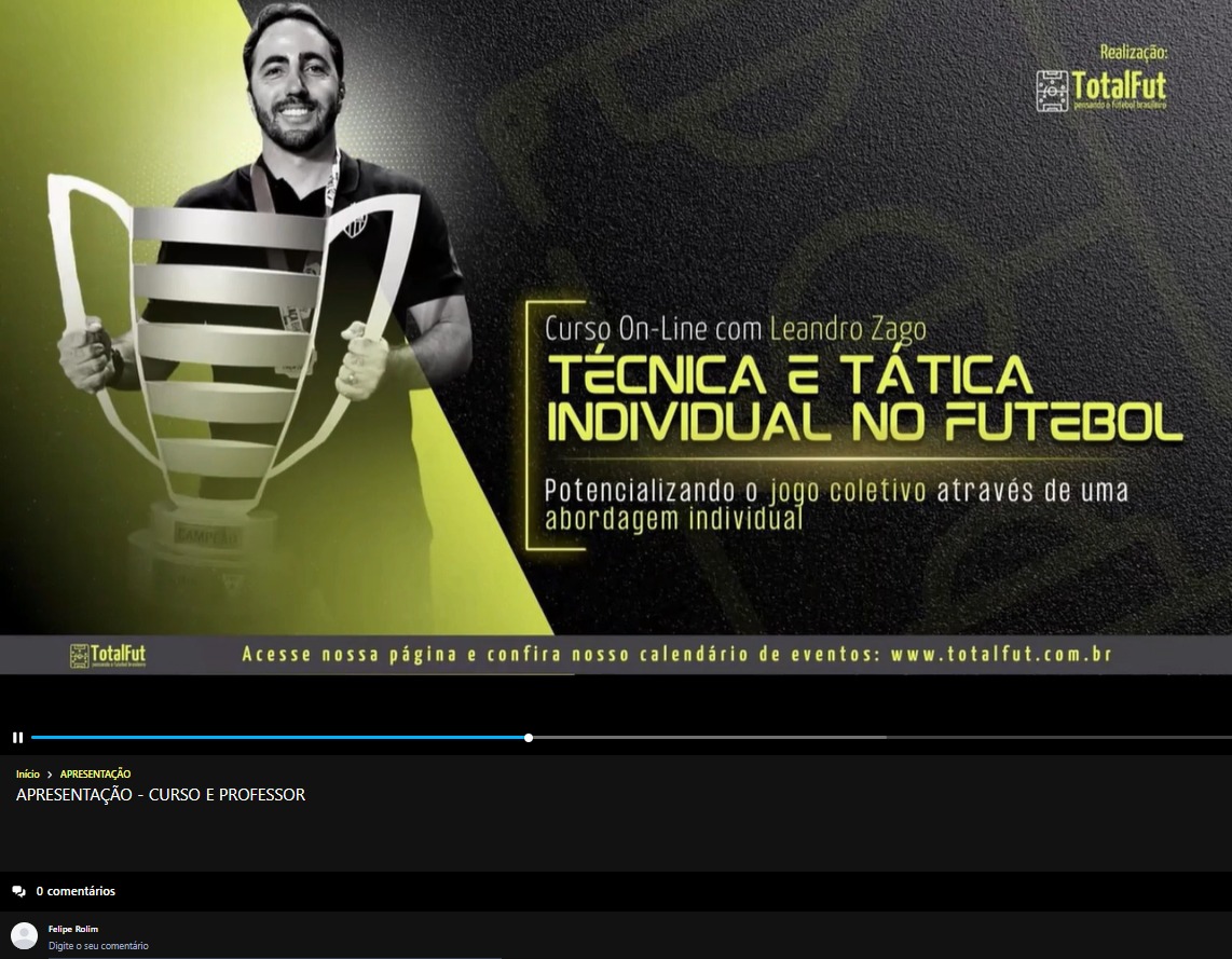Pra quem gosta e produz conteúdo sobre tática no futebol.
Aproveitando a semana de menos jogos com o Curso do <a href="/leandrozago/">Leandro Zago</a>, que vcs já devem ter visto eu recomendar e retuitar por aqui. É o mesmo conteúdo que ele leciona na Licença A da CBF Academy. Tá em totalfut.com.br