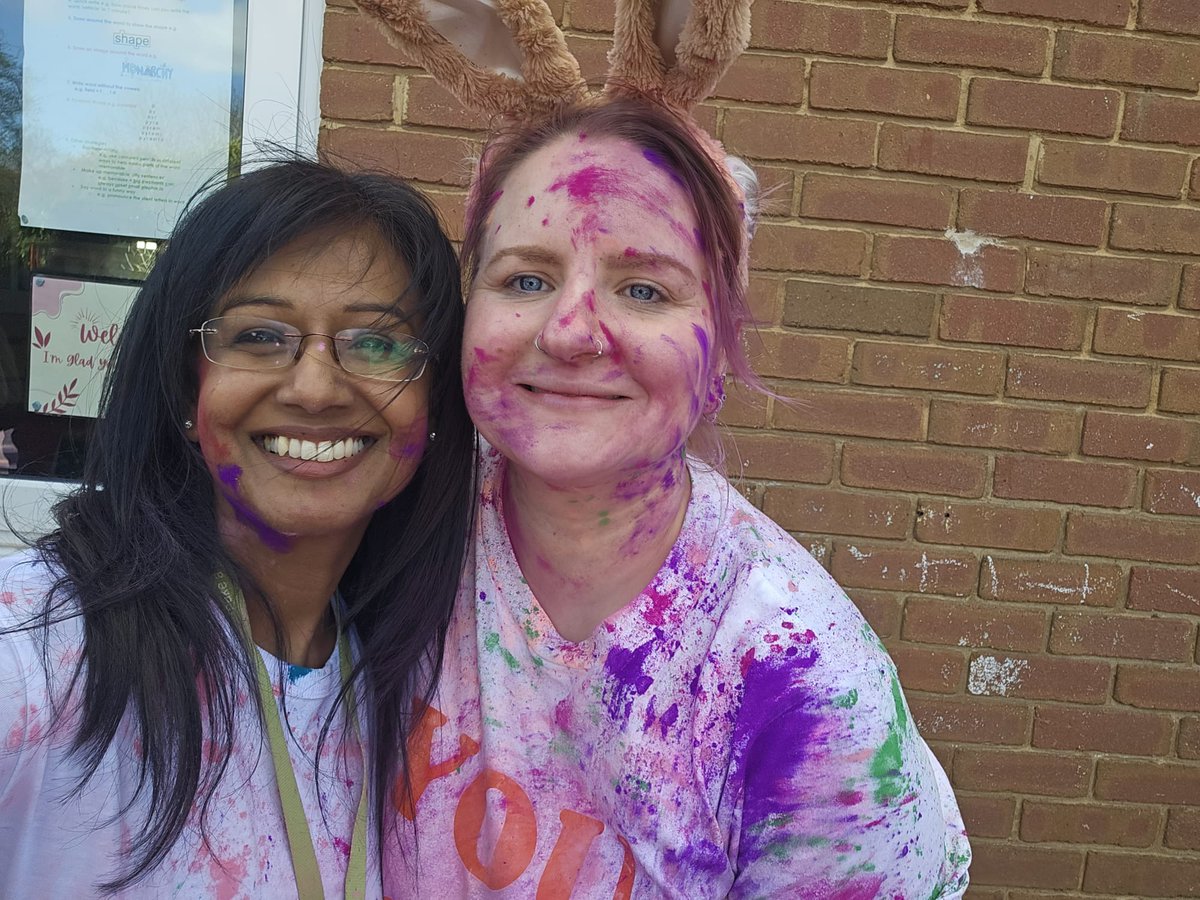 A colourful end to the Spring term, ironically on the first day that felt spring-like.🌞🌸 The sun and the children and families came for the Holi celebration at Kestrel Mead. So much laughter and so many cheeky grins. #pastoralsupport #lovemyjob @TMETrust @kestrelmead