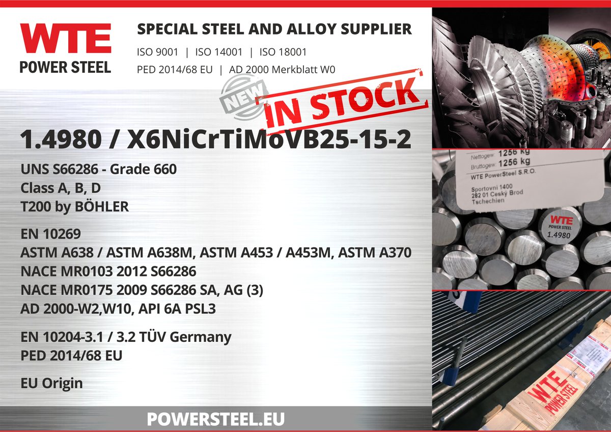 Alloy 1.4980 Alloy 286, ASME 660