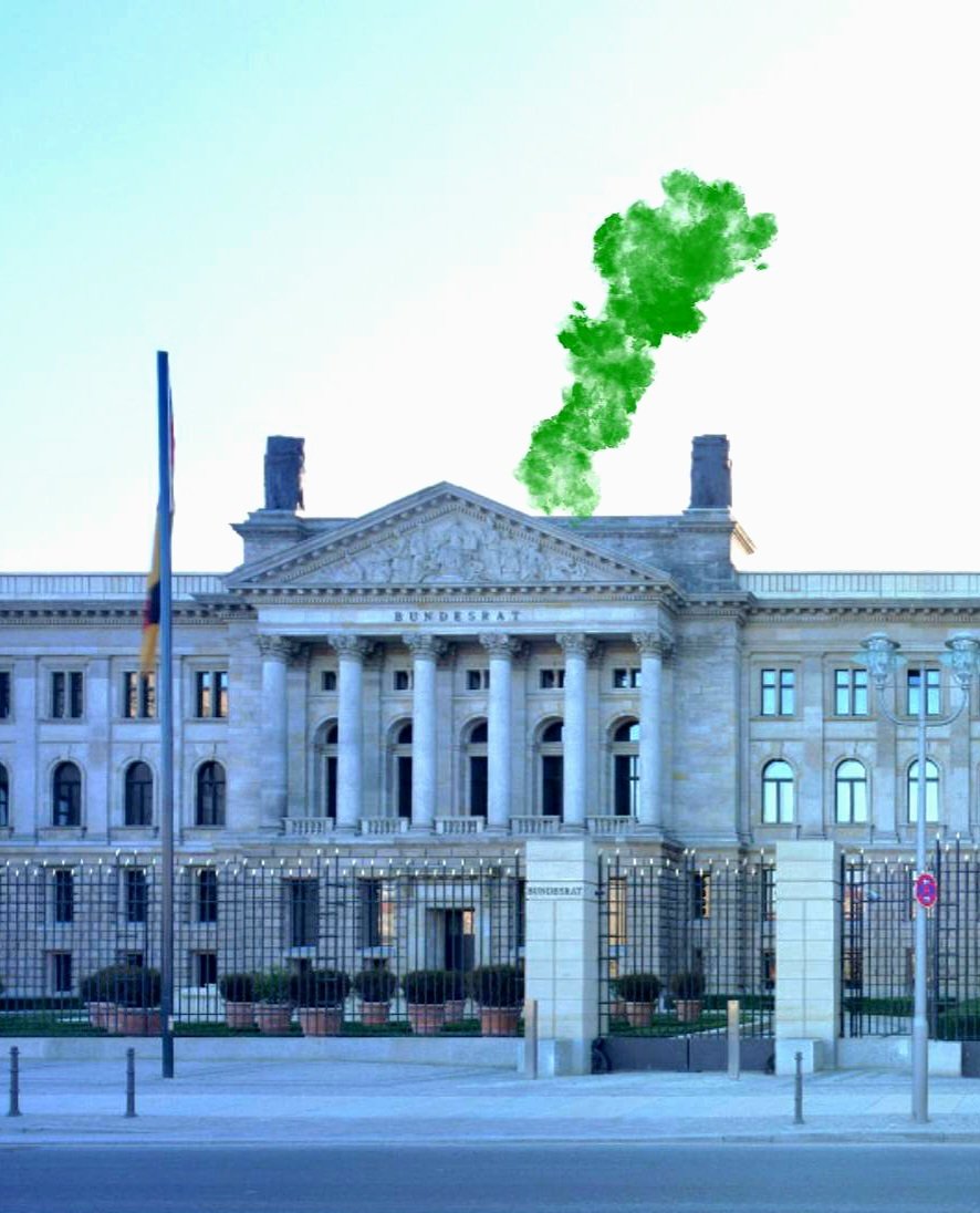 Congrats, Germany! 🇩🇪 Green smoke rose from the Bundesrat (Federal Council) building today after it voted to pass the CanG recreational cannabis legalization bill.