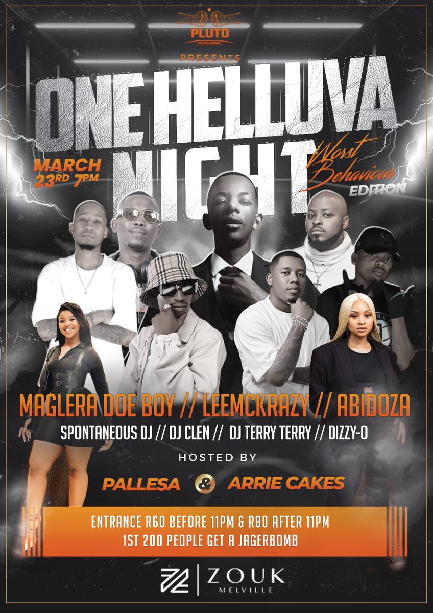 Tomorrow night we #TurnUp @ #ZoukMelville with <a href="/MagleraDoeBoy/">Maglera Doe Boy</a> <a href="/Abidoza_SA/">#SmoothOperator</a> <a href="/DjClenSA/">working on “STILL VIRAL” album</a> <a href="/Spontaneous_Dj/">The Peoples Dj</a> @DjRicoSA #Leemckrazy &amp; many more #Airdrop #GreenbacksFriday #Pretoria #instagramdown #Johannesburg #joburg #jozi #events #nightlife