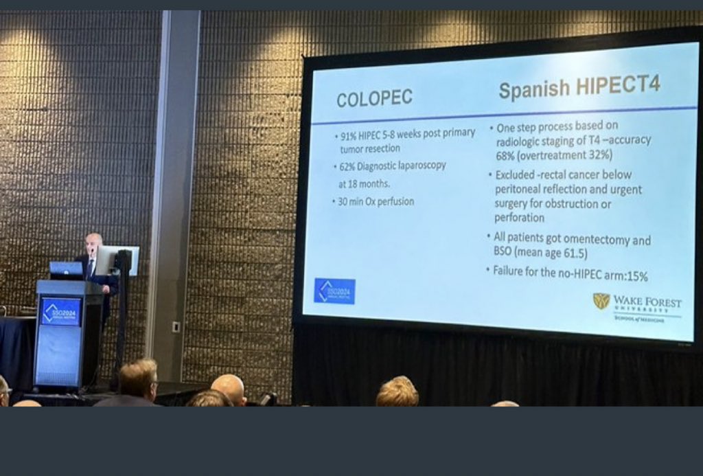 Discussing in #sso2024 the prophylactic HIPEC for colon cancer , showing the HIPECT4!! Great honor!!! @operarelcancer @ESSOnews @aecirujanos @GrupoTTD @DeliaCortesGuir @DrSGlezMoreno